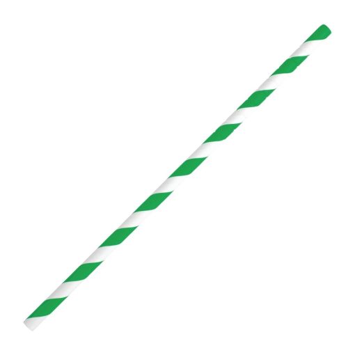 Fiesta Green Compostable Bendy Paper Straws Green Stripes (Pack of 250) (FB143)