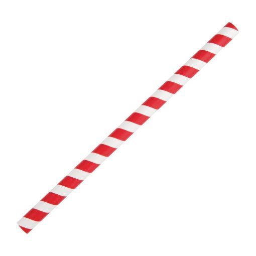 Fiesta Green Compostable Paper Smoothie Straws Red Stripes (Pack of 250) (FB147)