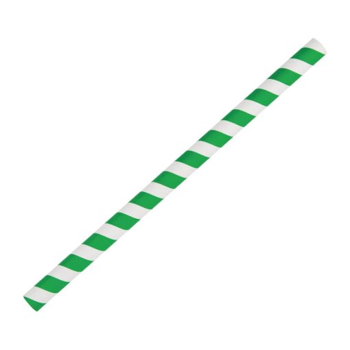 Fiesta Green Compostable Paper Smoothie Straws Green Stripes (Pack of 250) (FB148)