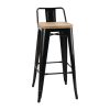 Bolero Bistro Backrest High Stools with Wooden Seat Pad Black (Pack of 4) (FB623)