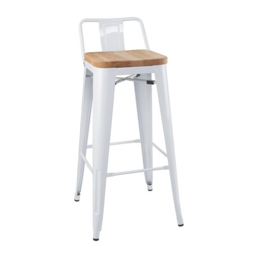 Bolero Bistro Backrest High Stools with Wooden Seat Pad White (Pack of 4) (FB625)