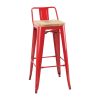 Bolero Bistro Backrest High Stools with Wooden Seat Pad Red (Pack of 4) (FB626)