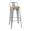 Bolero Bistro Backrest High Stools with Wooden Seat Pad Galvanised Steel (Pack of 4) (FB627)