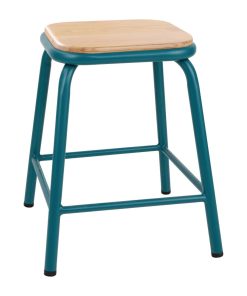 Bolero Cantina Low Stools with Wooden Seat Pad Teal (Pack of 4) (FB932)