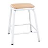 Bolero Cantina Low Stools with Wooden Seat Pad White (Pack of 4) (FB933)