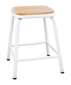 Bolero Cantina Low Stools with Wooden Seat Pad White (Pack of 4) (FB933)