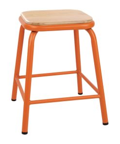 Bolero Cantina Low Stools with Wooden Seat Pad Orange (Pack of 4) (FB934)