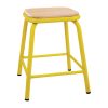 Bolero Cantina Low Stools with Wooden Seat Pad Yellow (Pack of 4) (FB935)