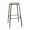Bolero Cantina High Stools with Wooden Seat Pad Metallic Grey (Pack of 4) (FB936)