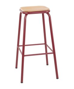 Bolero Cantina High Stools with Wooden Seat Pad Wine Red (Pack of 4) (FB937)