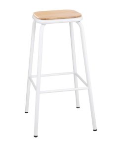 Bolero Cantina High Stools with Wooden Seat Pad White (Pack of 4) (FB939)