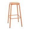 Bolero Cantina High Stools with Wooden Seat Pad Orange (Pack of 4) (FB940)