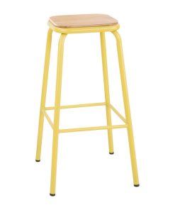 Bolero Cantina High Stools with Wooden Seat Pad Yellow (Pack of 4) (FB941)
