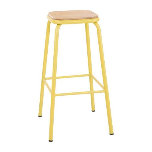 Bolero Cantina High Stools with Wooden Seat Pad Yellow (Pack of 4) (FB941)