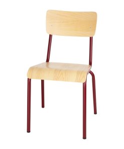 Bolero Cantina Side Chairs with Wooden Seat Pad and Backrest Wine Red (Pack of 4) (FB943)