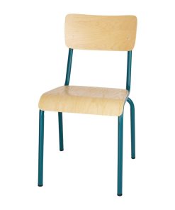 Bolero Cantina Side Chairs with Wooden Seat Pad and Backrest Teal (Pack of 4) (FB944)