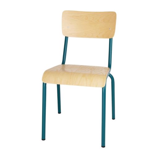 Bolero Cantina Side Chairs with Wooden Seat Pad and Backrest Teal (Pack of 4) (FB944)