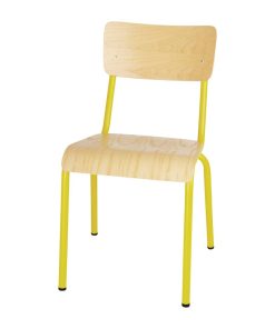 Bolero Cantina Side Chairs with Wooden Seat Pad and Backrest Yellow (Pack of 4) (FB948)