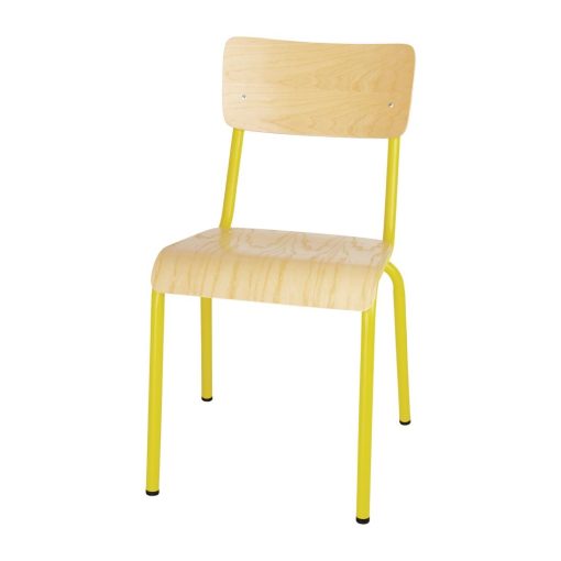 Bolero Cantina Side Chairs with Wooden Seat Pad and Backrest Yellow (Pack of 4) (FB948)