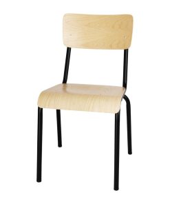 Bolero Cantina Side Chairs with Wooden Seat Pad and Backrest Black (Pack of 4) (FB949)