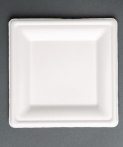Fiesta Green Compostable Bagasse Square Plates 159mm (Pack of 50) (FC518)