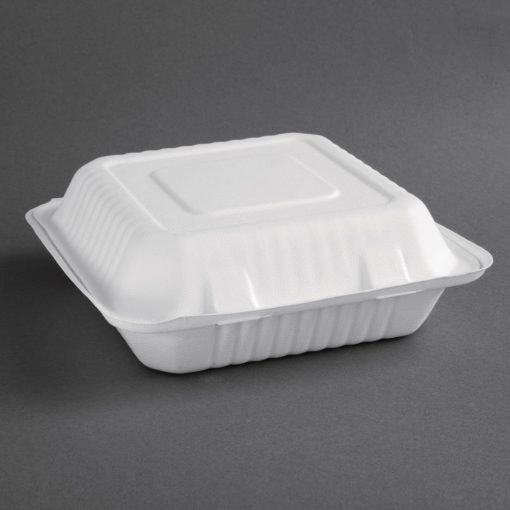 Fiesta Green Compostable Bagasse Hinged Food Containers 237mm (Pack of 200) (FC527)