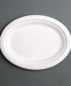Fiesta Green Compostable Bagasse Oval Plates 198mm (Pack of 50) (FC534)