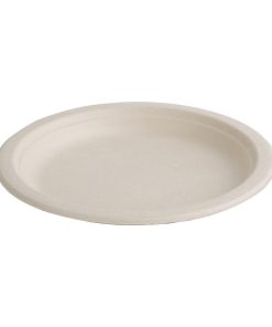 Fiesta Green Compostable Bagasse Round Plates Natural Colour 181mm (Pack of 50) (FC546)