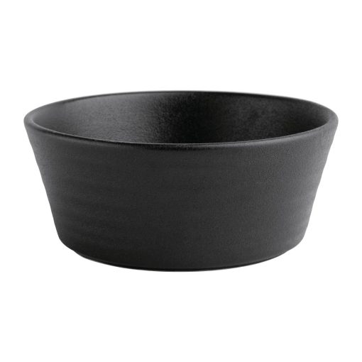 Olympia Cavolo Flat Round Bowls Textured Black 143mm (Pack of 6) (FD906)