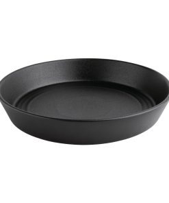 Olympia Cavolo Flat Round Bowls Textured Black 220mm (Pack of 4) (FD907)