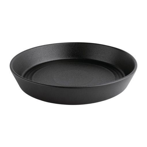 Olympia Cavolo Flat Round Bowls Textured Black 220mm (Pack of 4) (FD907)