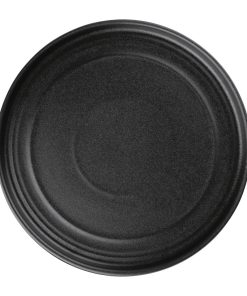 Olympia Cavolo Flat Round Plates Textured Black 220mm (Pack of 6) (FD909)