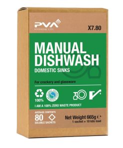 PVA Hygiene Manual Dishwash Detergent Soluble Sachets (80 Sachets) (FE757)