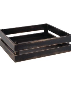 APS Superbox Wooden Buffet Crate Black Vintage 1/2 GN (FE979)
