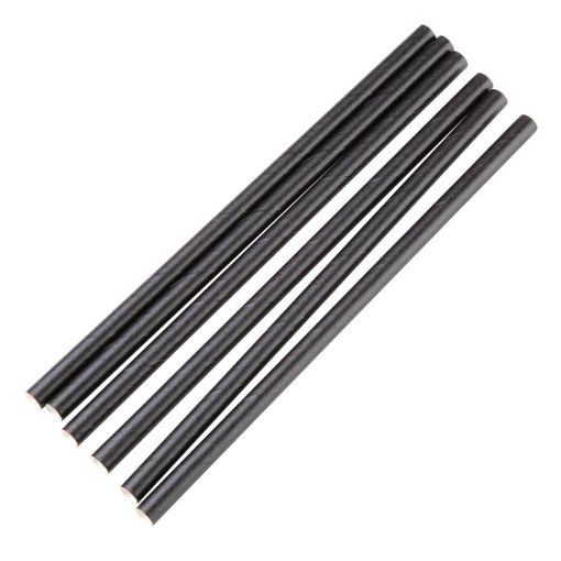 Fiesta Green Individually Wrapped Compostable Paper Cocktail Stirrer Straws Black (Pack of 250) (FP441)