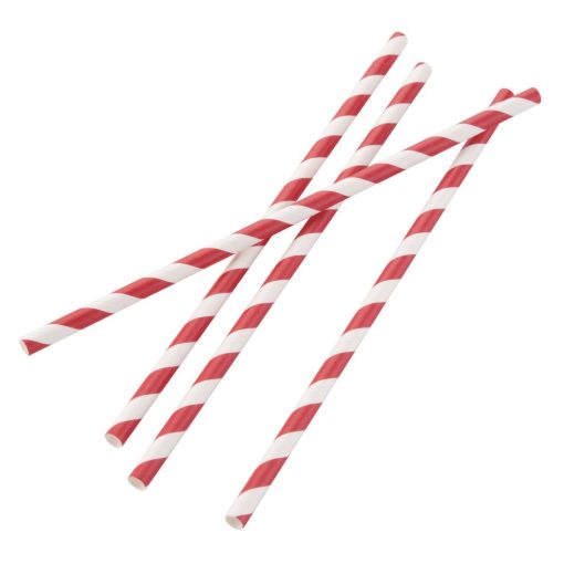 Fiesta Green Individually Wrapped Compostable Paper Straws Red Stripes (Pack of 250) (FP442)