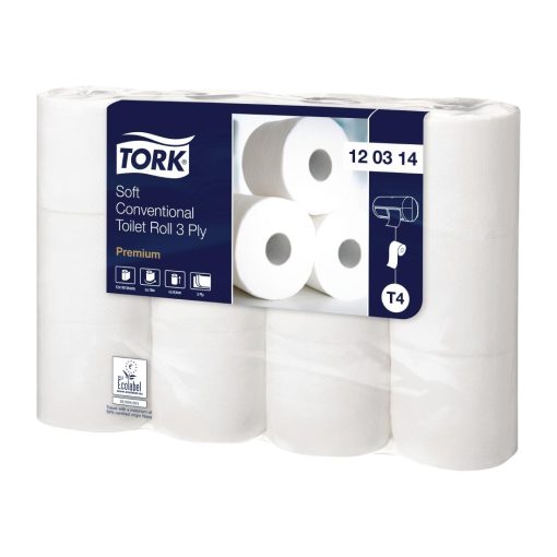 Tork Premium Conventional Wrapped 3-Ply Toilet Roll (Pack of 12 x 8) (FS377)