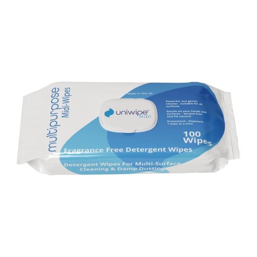 Uniwipe Multipurpose Detergent Midi-Wipes (Pack 100) (FS700)