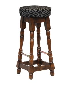 Classic Rubber Wood High Bar Stool with Black Diamond Seat (FT401)