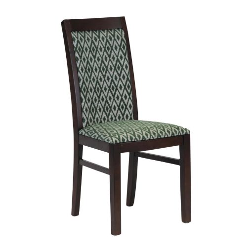 Brooklyn Padded Back Dark Walnut Dining Chair with Green Diamond Padded Seat and Back (Pack of 2) (FT415)