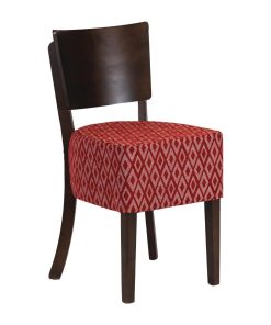Asti Padded Dark Walnut Dining Chair with Red Diamond Deep Padded Seat and Back (Pack of 2) (FT420)