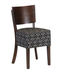 Asti Padded Dark Walnut Dining Chair with Blue Diamond Deep Padded Seat and Back (Pack of 2) (FT422)