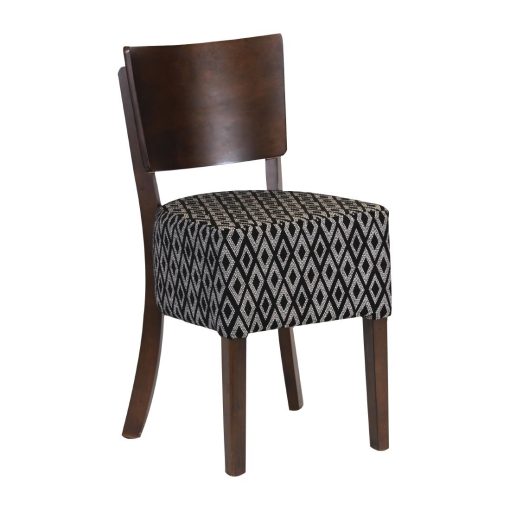 Asti Padded Dark Walnut Dining Chair with Blue Diamond Deep Padded Seat and Back (Pack of 2) (FT422)