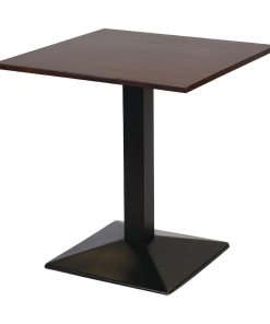 Turin Metal Base Pedestal Square Table with Dark Wood Top 700x700mm (FT501)