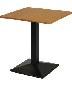 Turin Metal Base Pedestal Square Table with Soft Oak Top 700x700mm (FT502)