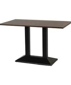 Turin Metal Base Pedestal Rectangle Table with Dark Wood Top 1200x700mm (FT503)