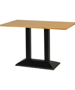 Turin Metal Base Pedestal Rectangle Table with Soft Oak Top 1200x700mm (FT504)