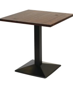 Turin Metal Base Pedestal Square Table with Vintage Top 760x760mm (FT512)