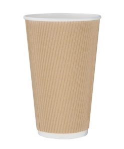 Fiesta Ripple Wall Takeaway Coffee Cups Kraft 455ml / 16oz (Pack of 500) (GF024)