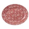 Churchill Vintage Prints Oval Dishes Cranberry Print 365mm (Pack of 6) (GF300)